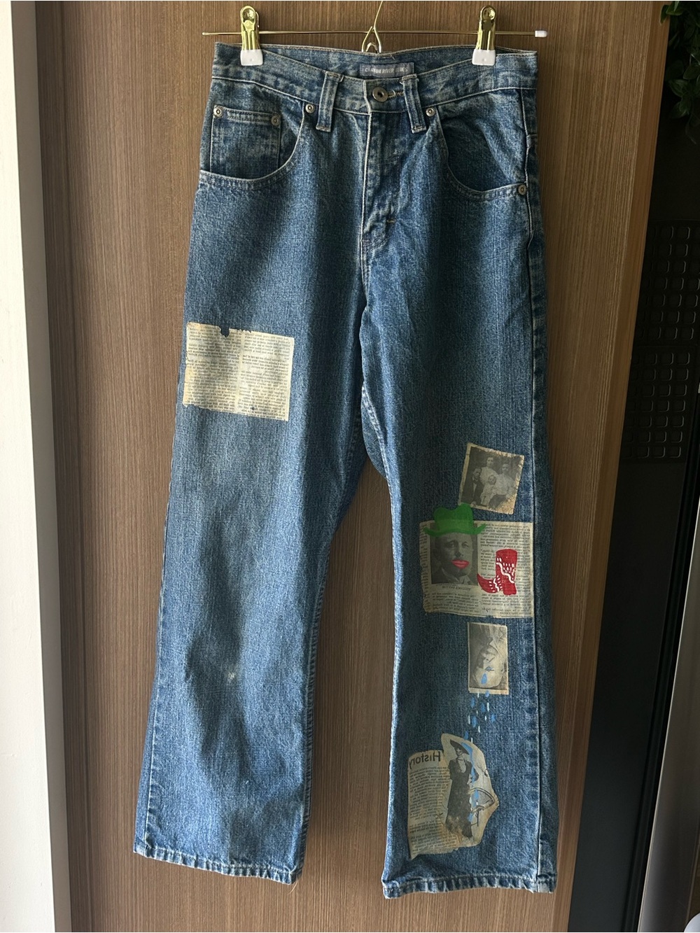 Youth (Women’s xxs) Vintage Insired Denim blue Jeans with custom Patch Artwork